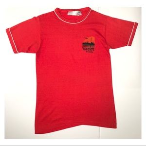 TORONTO CANADA VINTAGE RED RINGER T-SHIRT SMALL